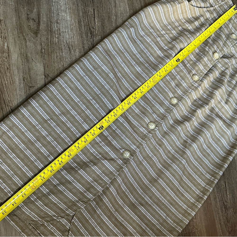 Chic brown white full Button-Down Striped Pencil … - image 9